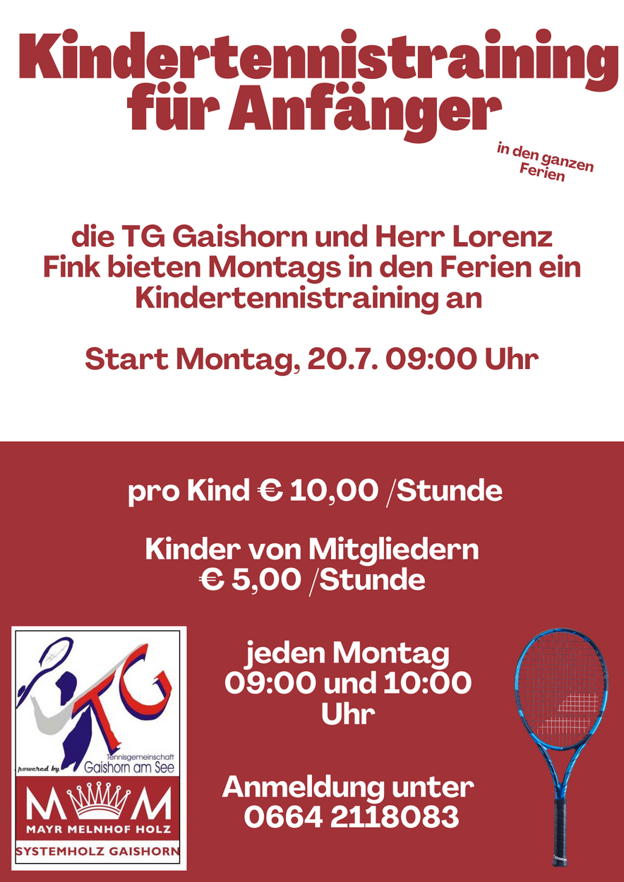 Kindertennistraining Montag