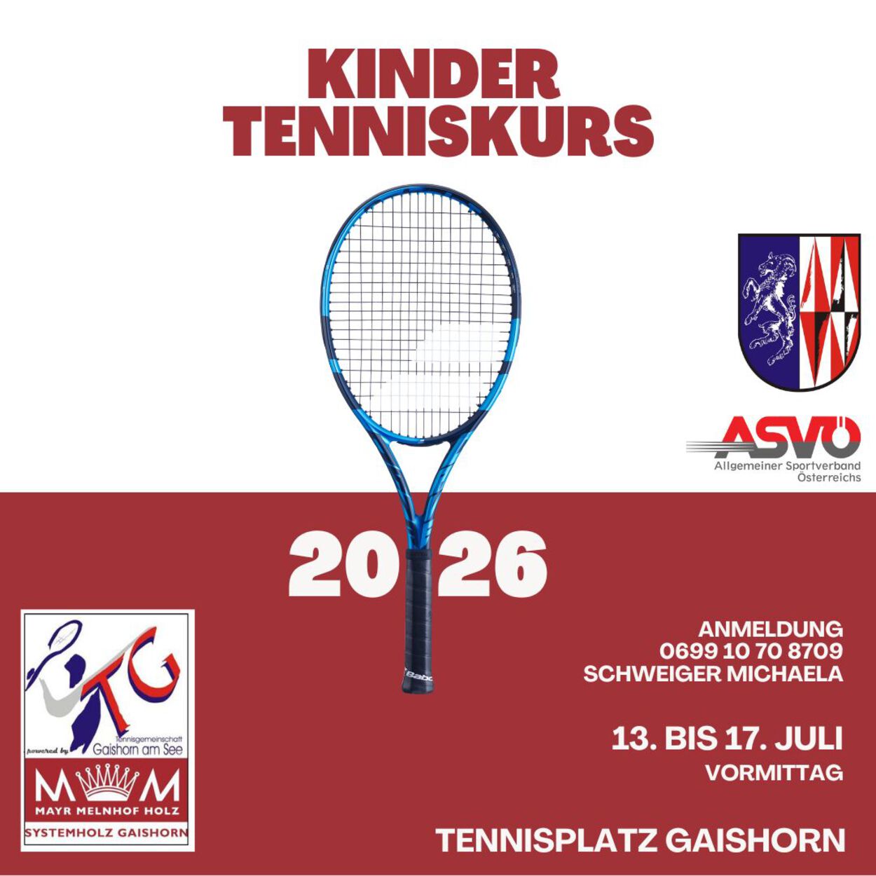 Kindertenniskurs 2026